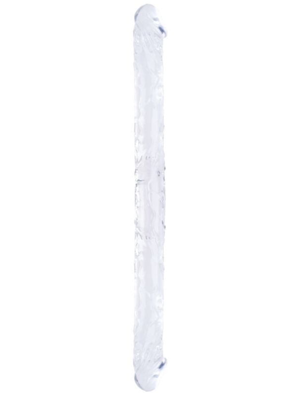 Censan Çift Taraflı Esnek Dildo 34 cm – Gerçekçi Dokulu Şeffaf Renk