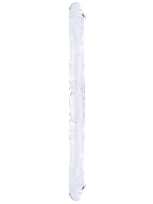Censan Çift Taraflı Esnek Dildo 34 cm – Gerçekçi Dokulu Şeffaf Renk