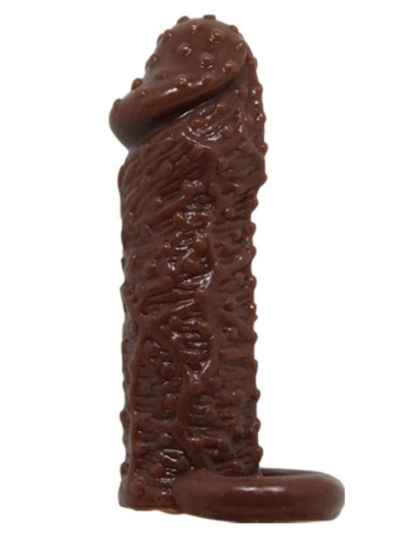 Censan 4 cm Uzatmalı Damarlı Penis Kılıfı Esmer