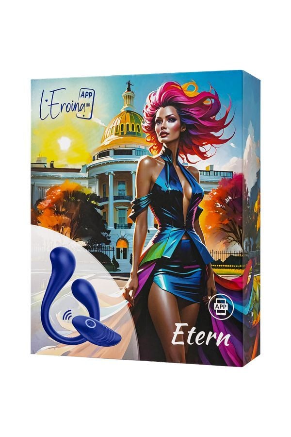 L’Eroina APP ETERN Çok Fonksiyonlu Vibratör, Kumanda ve Uygulama Kontrollü, Silikon, Mavi, 23 cm