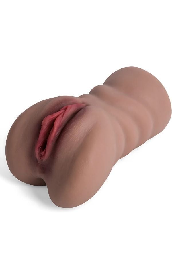 Gerçekçi Mastürbatör, 2 Girişli, Realistik Malzeme, Kahverengi, 700 gr, 17.5 cm