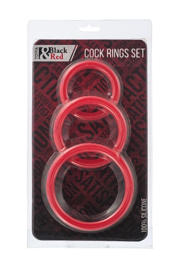 Censan Black & Red Penis Halkası Seti Silikon Kırmızı Ø6/5/4 cm