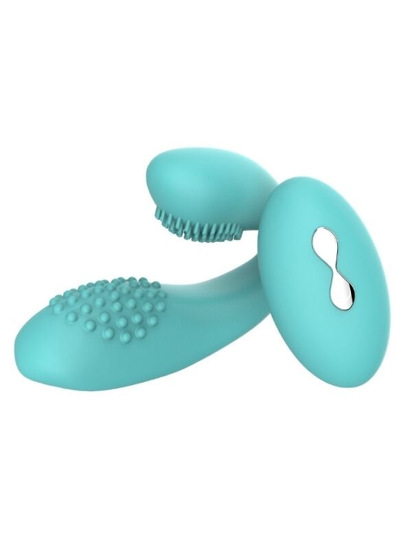 Censan Kablosuz Kumandalı Tırtıklı Klitoris ve G-Spot Uyarıcı 2 in 1 Çift C Vibratör