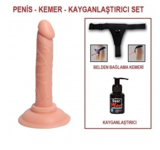 14 cm Belden Bağlamalı Realistik Testissiz Dildo Penis 