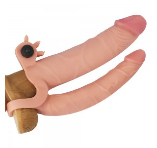 zatmalı Çiftli İçi Boş Titreşimli 18 cm Çatal Dildo Penis Kılıfı 