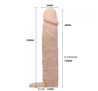 6 Cm Dolgulu Realistik Uzatmalı Penis Kılıfı Dildo Ten Rengi Penis