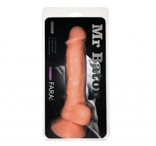 Mr. Baton 17cm Damarlı Testisli Vantuzlu Dildo