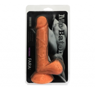 Mr. Baton 22cm Damarlı Testisli Vantuzlu Dildo