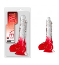 Two Tone Çift Renkli Şeffaf Dildo - Kırmızı