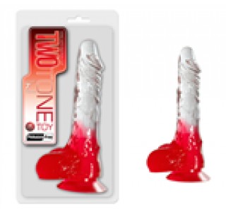 Two Tone Çift Renkli Şeffaf Dildo - Kırmızı