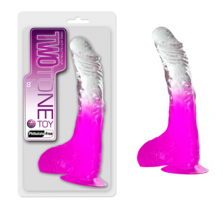 Two Tone Çift Renkli Şeffaf Dildo - Pembe