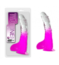 Two Tone Çift Renkli Şeffaf Dildo - Pembe