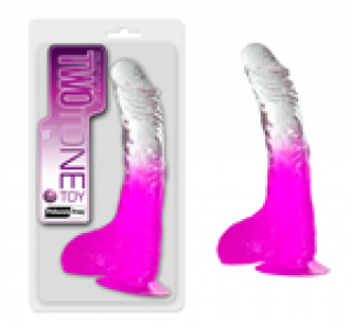 Two Tone Çift Renkli Şeffaf Dildo - Pembe