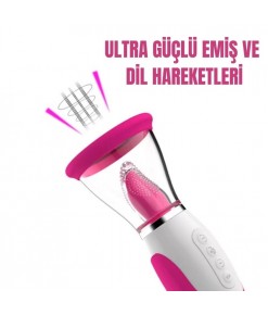WISTONE Ultra Güçlü Emiş ve Titreşimli Dil Hareketli Orgazm Masaj Vibratör - Pembe